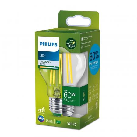 Besonders effiziente PHILIPS E27 LED Filament Lampe 4W wie 60W universalweißes Licht 4000K